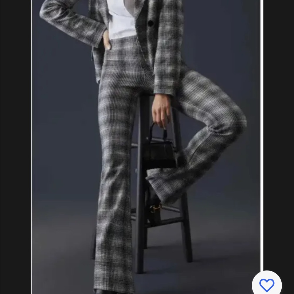 NWT Anthropologie Maeve Plaid Bootcut Pants Black Size M